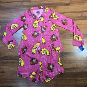 Kids Pink Cartoon Pajama Set Size 10 NWT